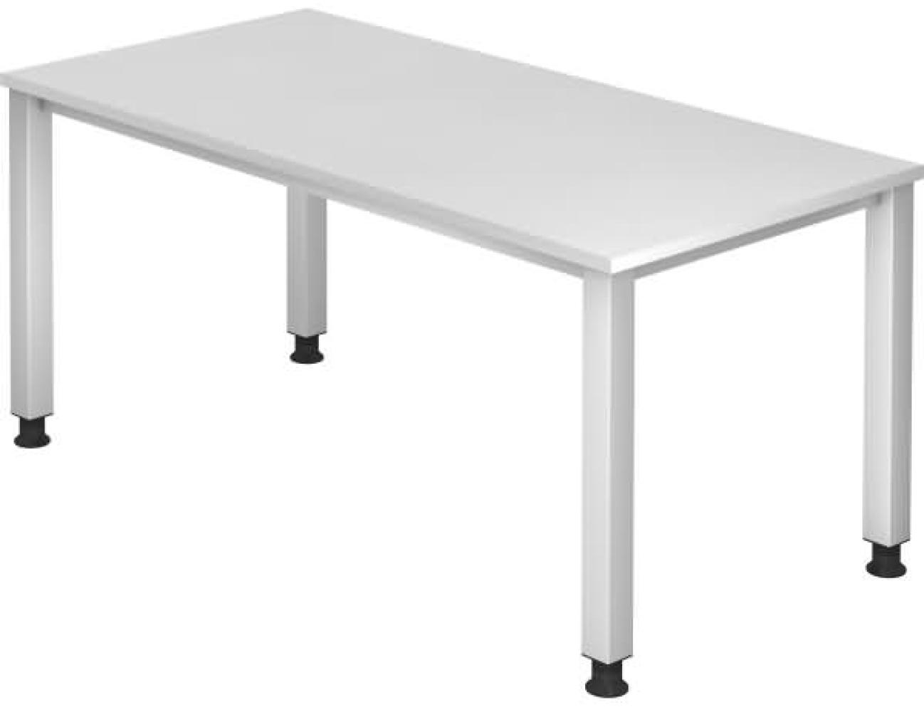 Schreibtisch QS16 4Fuß eckig 160x80cm Weiß Gestellfarbe: Silber Bild 1