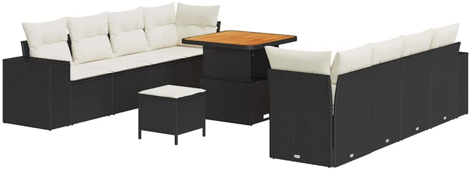 vidaXL Gartensofa-set mit Kissen 11 pcs Schwarz und Creme Poly-Rattan 3363925 Bild 1