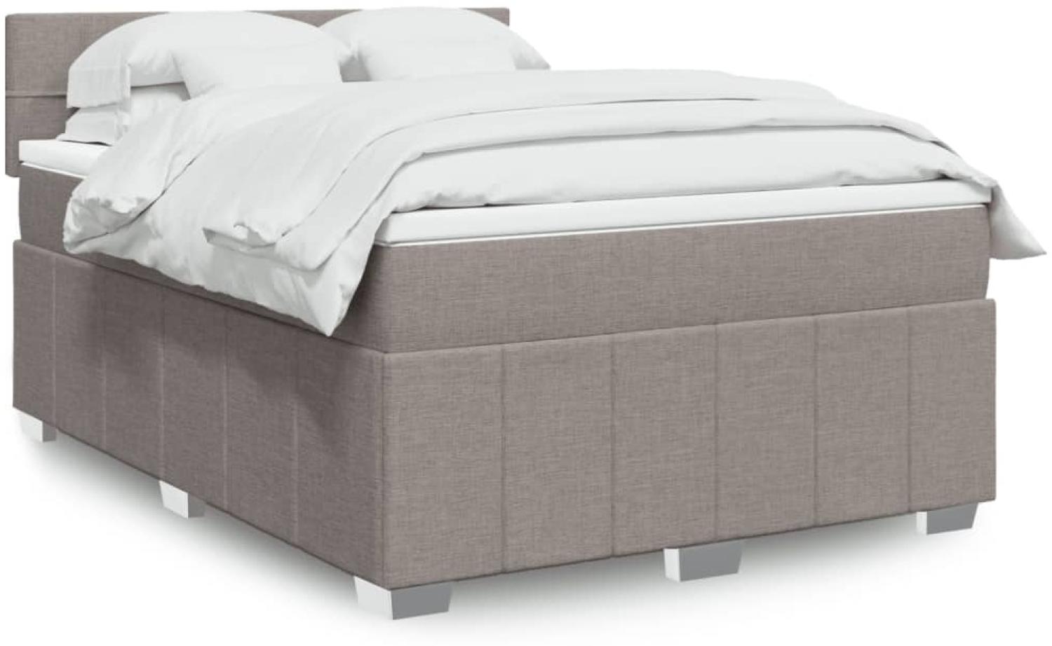 vidaXL Boxspringbett mit Matratze Taupe 140x200 cm Stoff 3287095 Bild 1