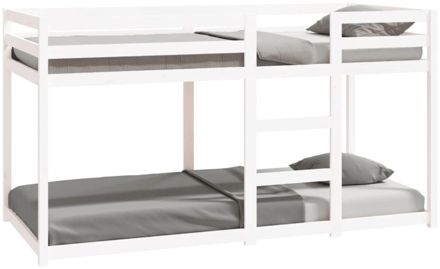 vidaXL Etagenbett Weiß 90x200 cm Massivholz Kiefer 3206505 Bild 1