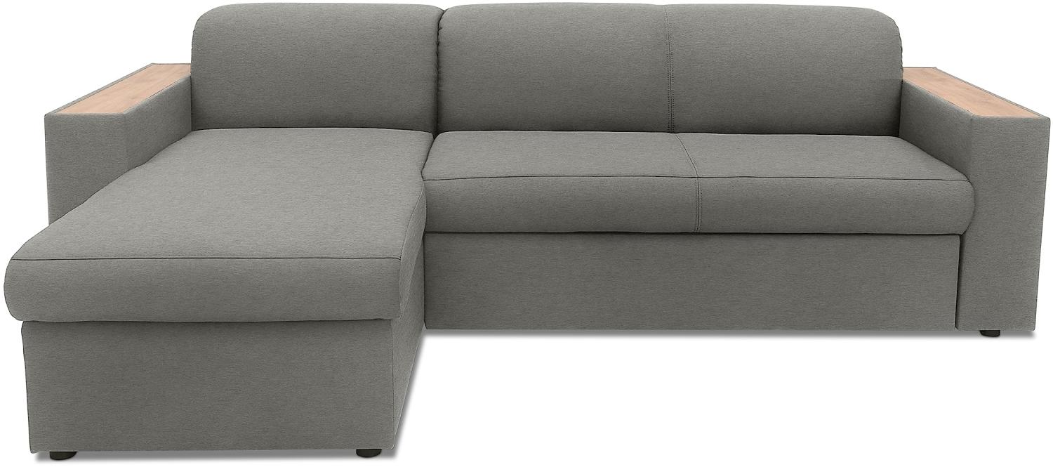 Domo Collection Ecksofa Lima, Eckcouch mit Schlaffunktion und Bettkasten, Schlafsofa, Sofa, Couch, Schlafcouch, 244x155 cm, Sofa in L-Form in zinc Bild 1