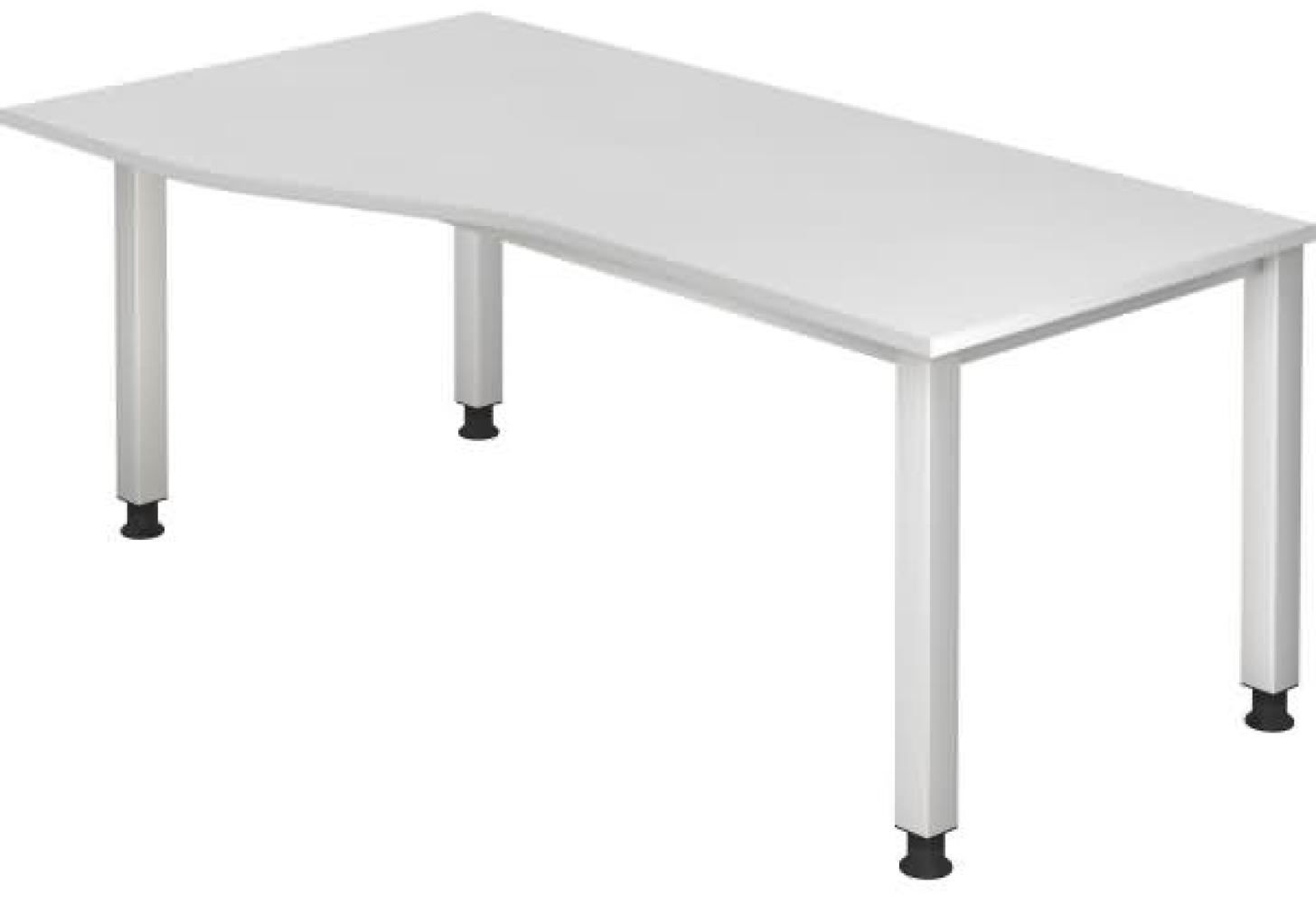 Schreibtisch QS18 4Fuß eckig 180x100 / 80cm Weiß Gestellfarbe: Silber Bild 1