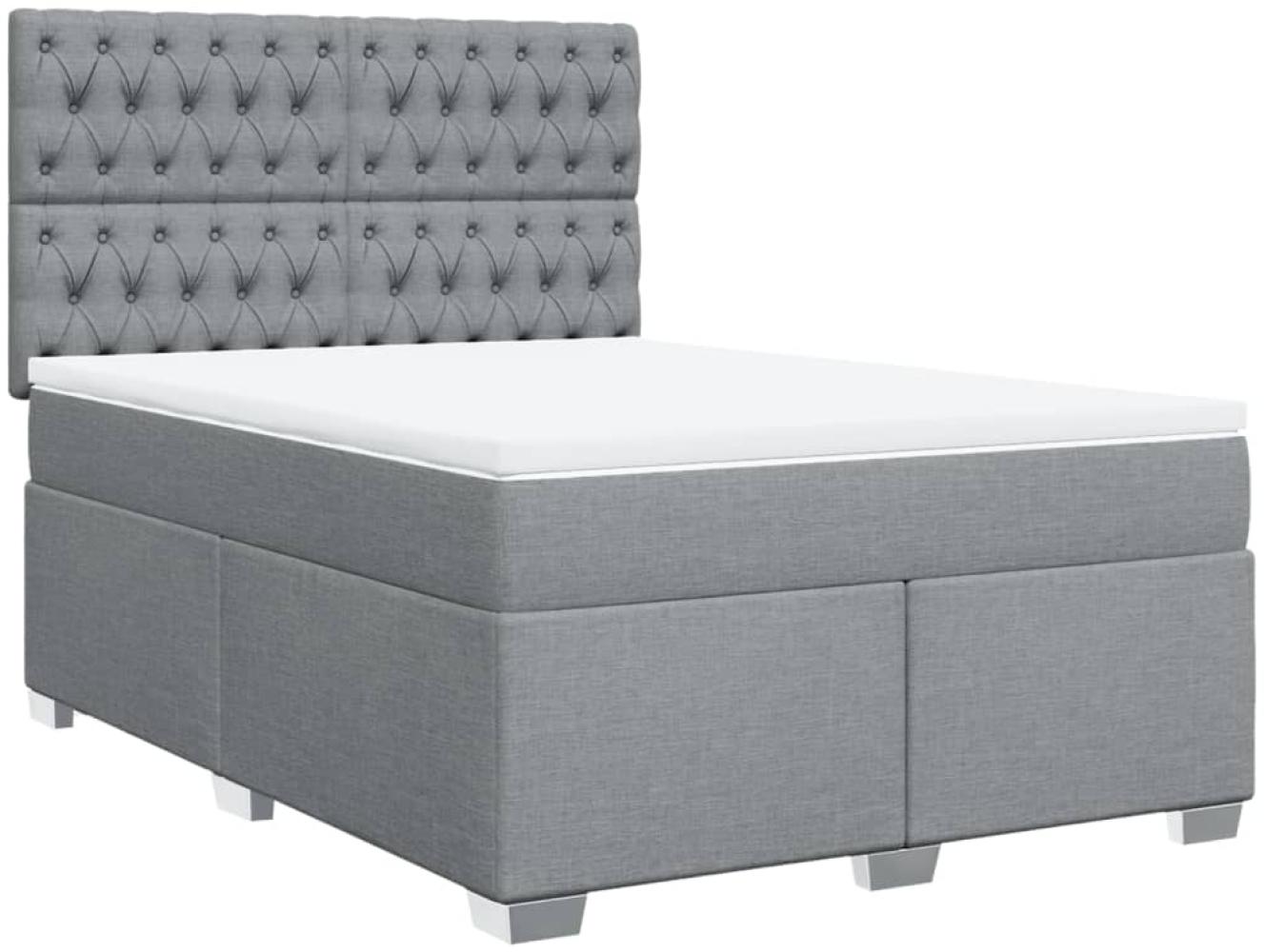 vidaXL Boxspringbett mit Matratze Hellgrau 160x200 cm Stoff 3290546 Bild 1