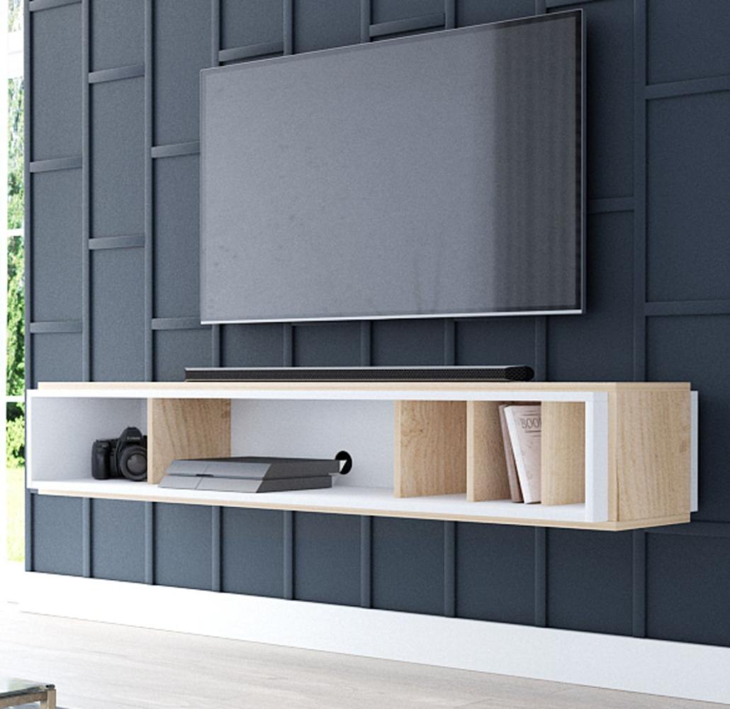 TV-Lowboard Amari in Eiche Gold und weiß hängend 153 cm Bild 1