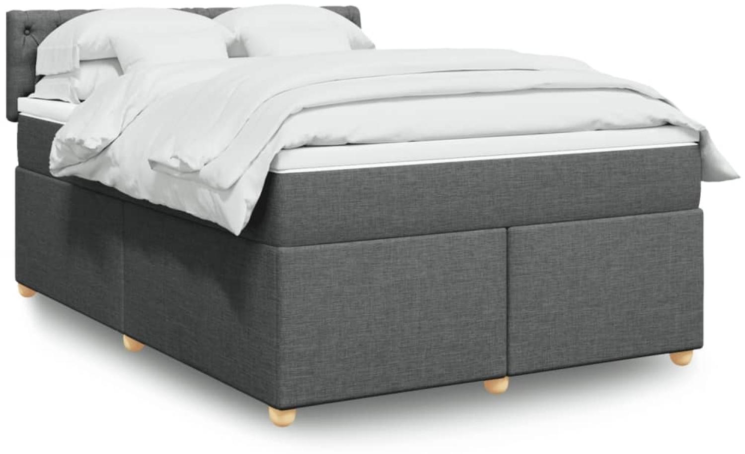 vidaXL Boxspringbett mit Matratze Dunkelgrau 160x200 cm Stoff 3289039 Bild 1