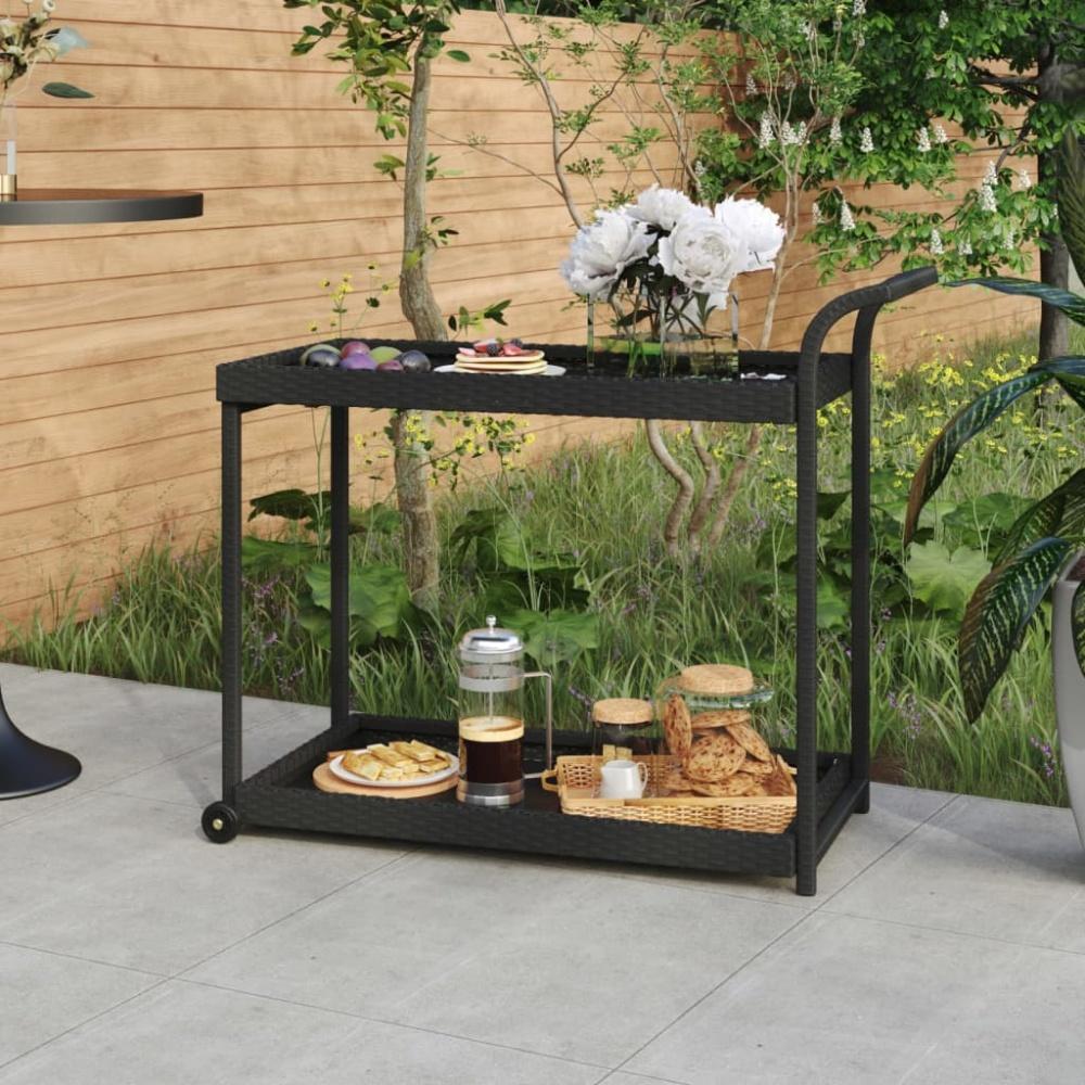 vidaXL Barwagen Schwarz 100x45x83 cm Poly Rattan 316666 Bild 1