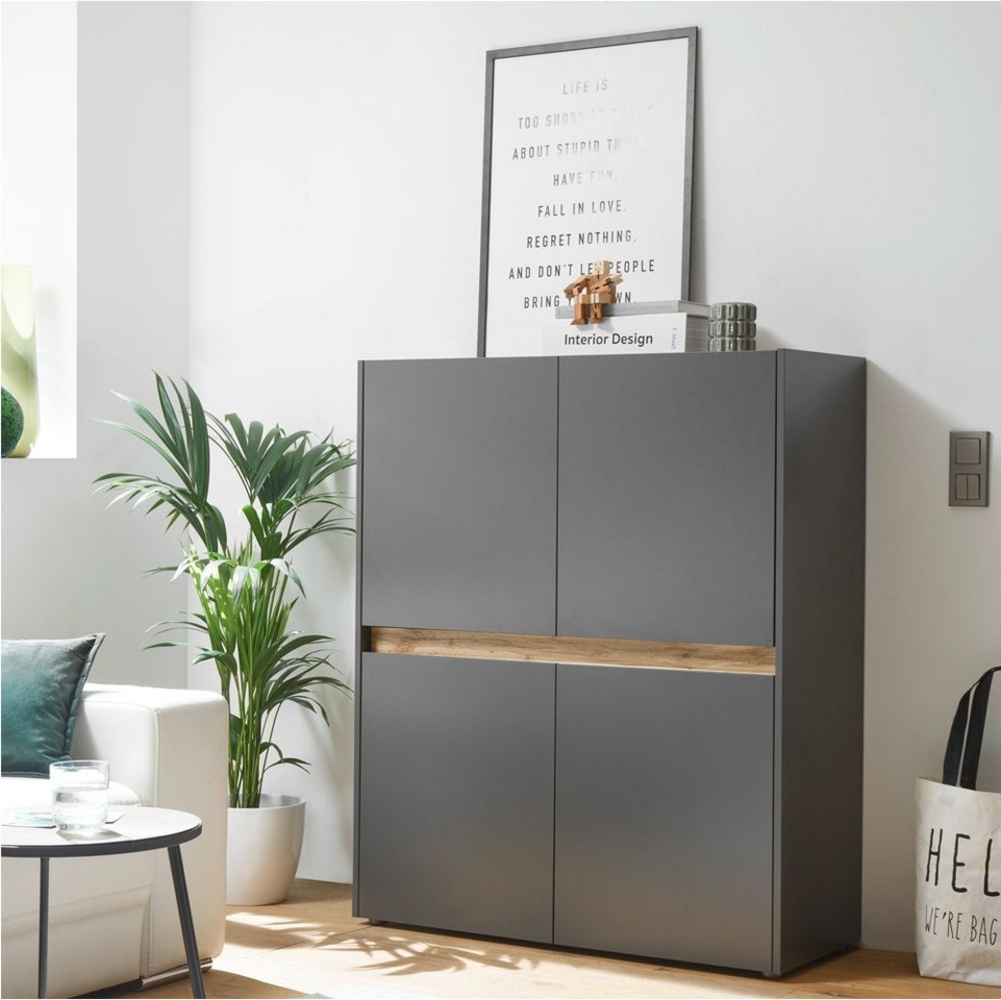 Lomadox Highboard CRISP-61, Wotan Eiche Nb. 100/120/40 cm Bild 1