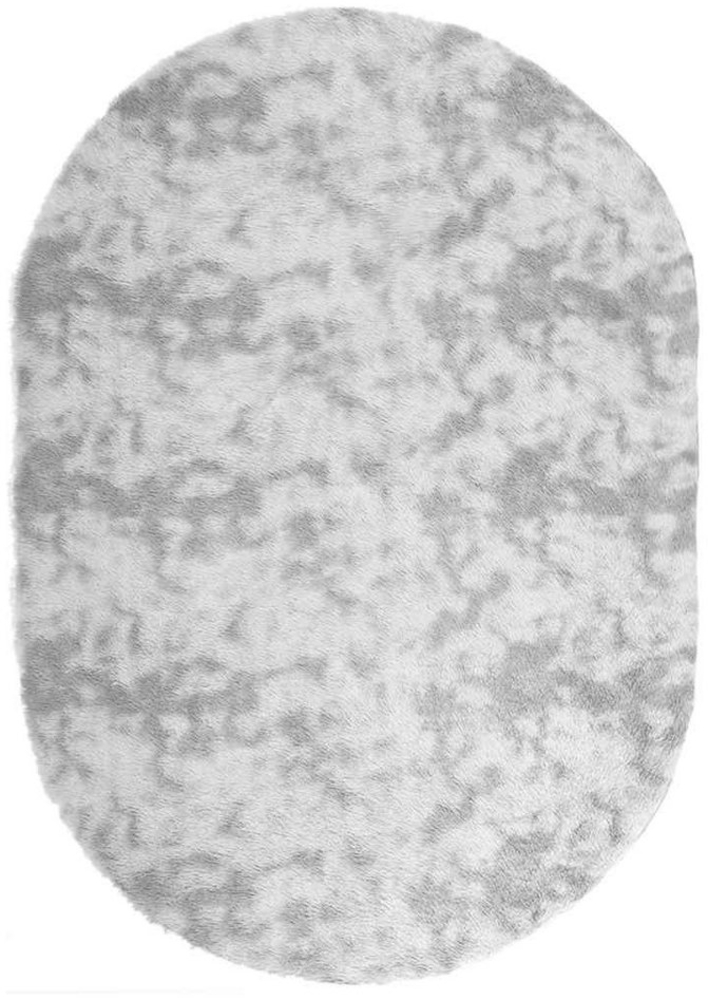 vidaXL Teppich Teppich Shaggy Hochflor Hellgrau 300x200 cm Polyester, Oval Bild 1