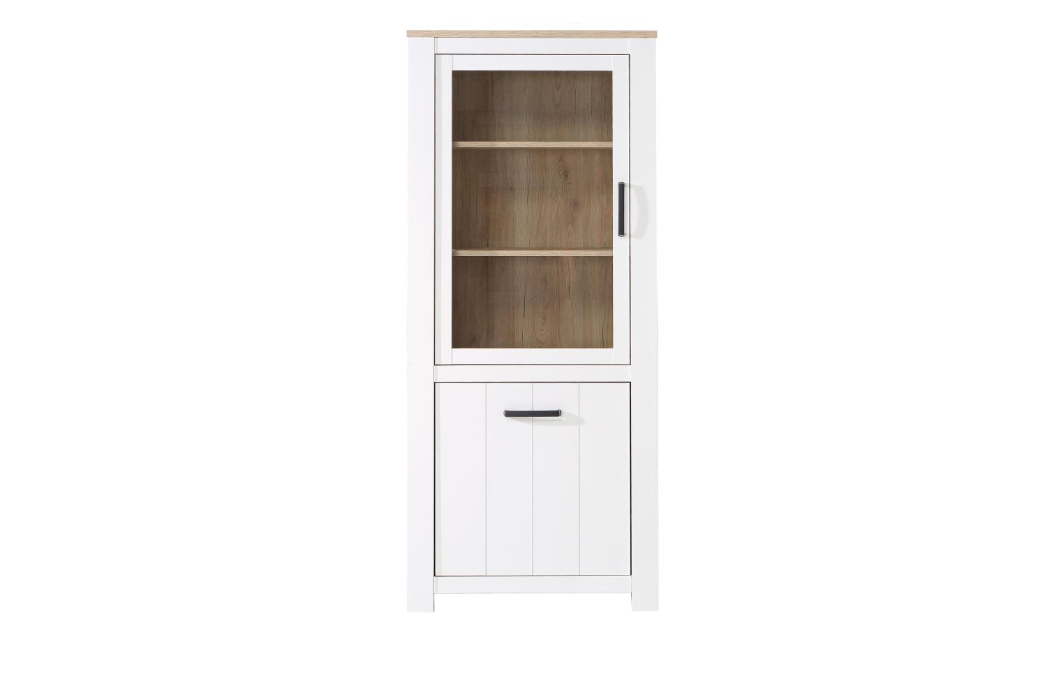 FORTE Elara Vitrine, Holzwerkstoff, Braun/Weiß, 76,9 x 185,5 x 42,2 cm Bild 1