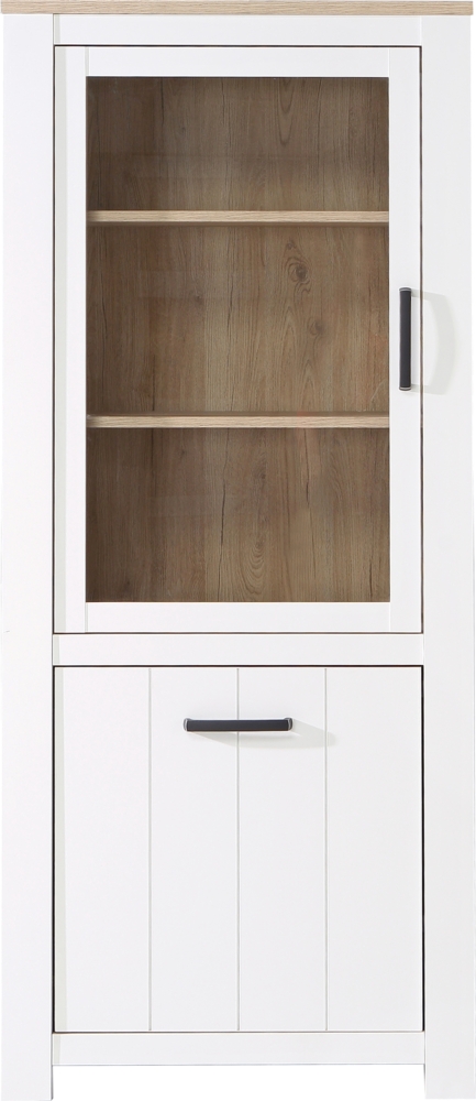 FORTE Elara Vitrine, Holzwerkstoff, Braun/Weiß, 76,9 x 185,5 x 42,2 cm Bild 1