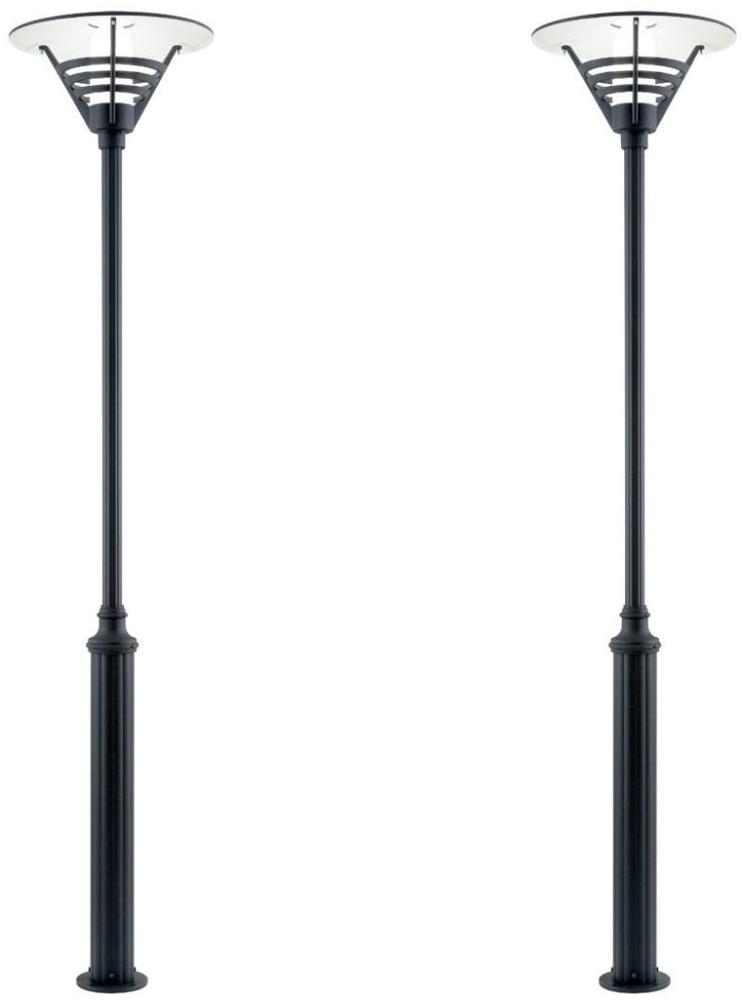 2er Set Mastleuchte / Gartenlaterne GEMINI, Höhe 220cm, Alu schwarz / Opalglas Bild 1