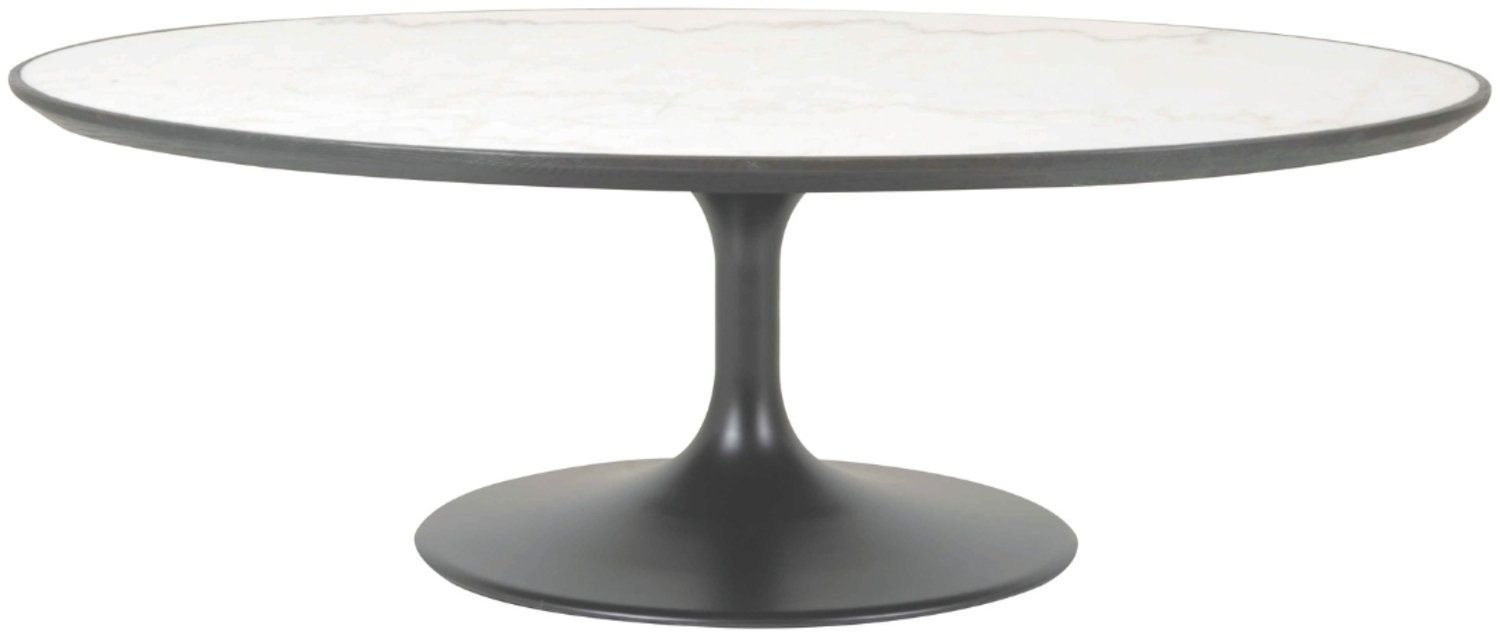 Signature 'TULIPE' Ovaler Couchtisch aus weißem Marmor - Weiß Bild 1