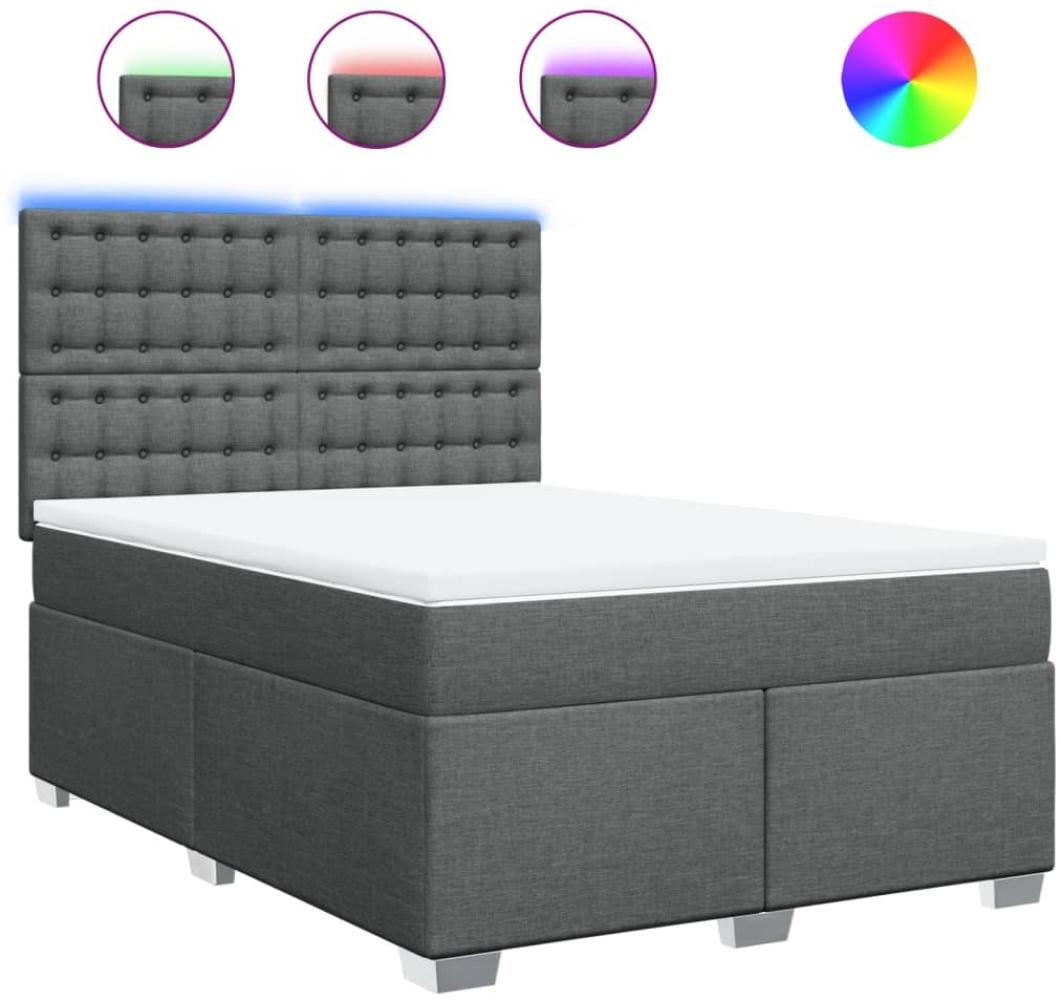 vidaXL Boxspringbett mit Matratze Dunkelgrau 140x190 cm Stoff 3292798 Bild 1