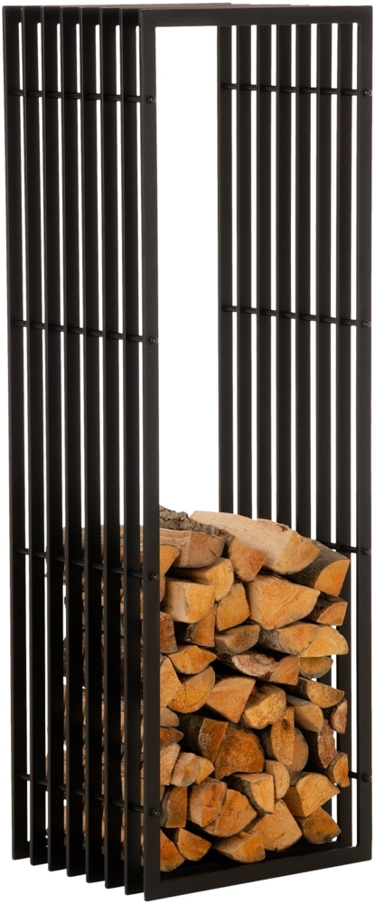 DELUKE® Kaminholzregal Metall PREMIUM - Innen und Aussen, Schwarz Brennholzregal innen Kaminholzständer Kaminholzhalter Feuerholzregal Aussen Holz stapeln Terrasse, 40x50x150cm Bild 1