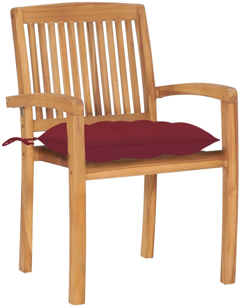 vidaXL Gartenstühle 2 Stk. mit Weinroten Kissen Massivholz Teak 3063276 Bild 1