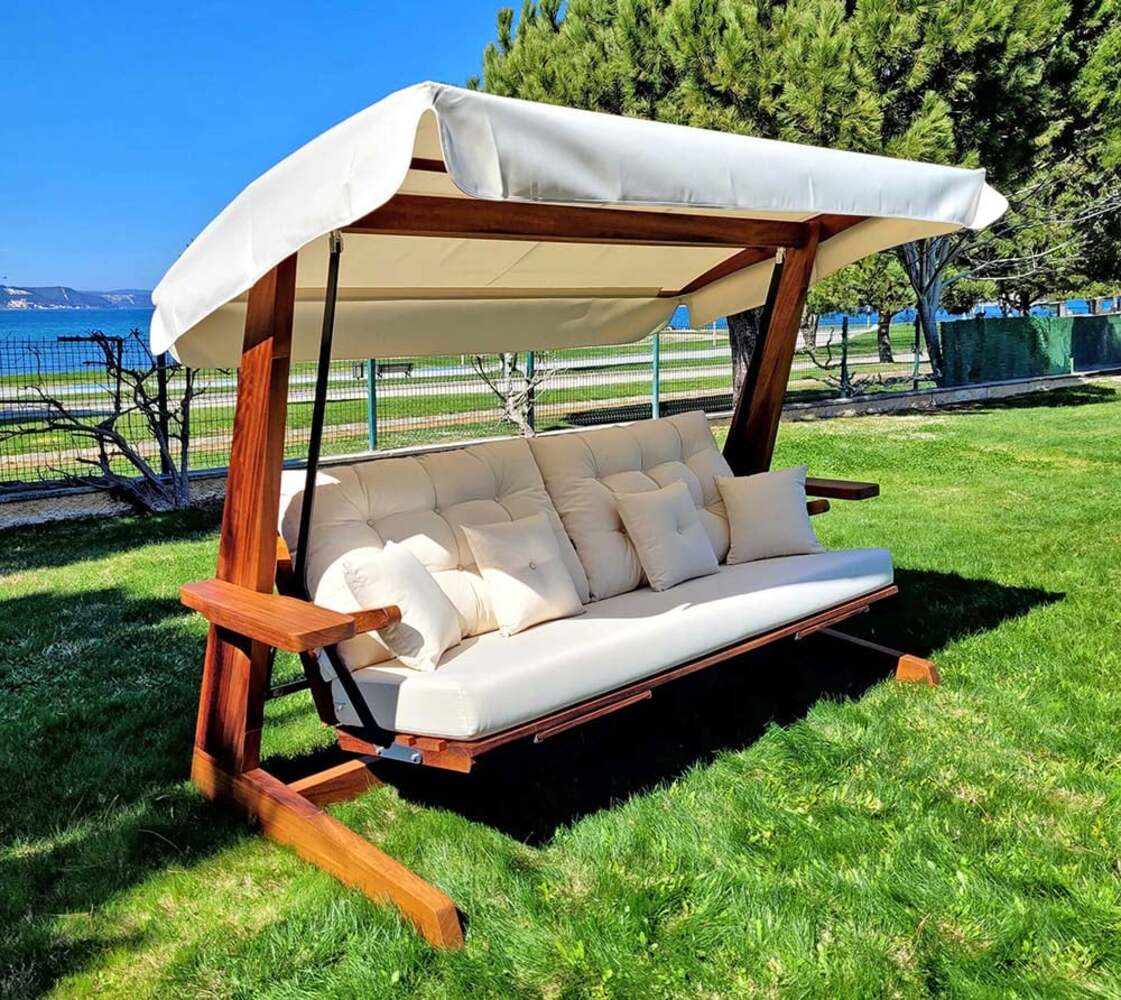 Westmann Irokoholz Hollywoodschaukel Luna 2600 | Beige | 139x260x195 cm Bild 1