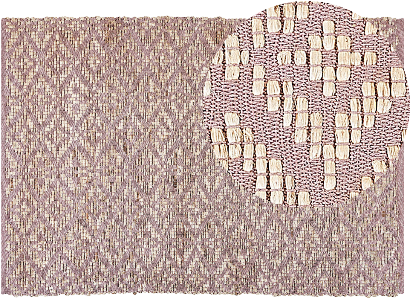 Teppich Baumwolle beige rosa geometrisches Muster 160 x 230 cm Kurzflor GERZE Bild 1