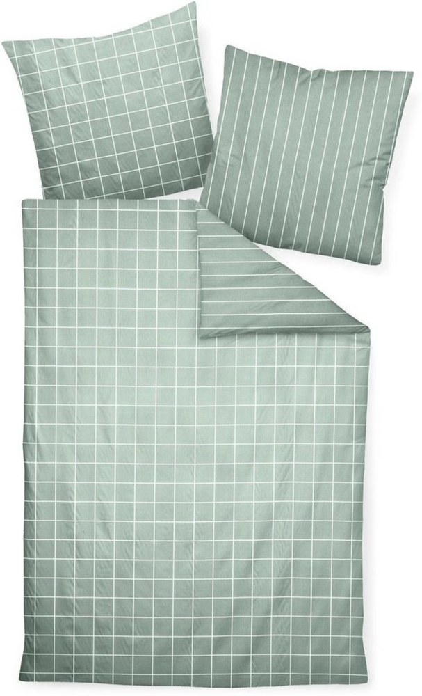 Janine Wendebettwäsche modernclassic 39025, Mako-Satin, 2 teilig, mit Reißverschluss, 100% Baumwolle, mit Karos und Streifen Bild 1