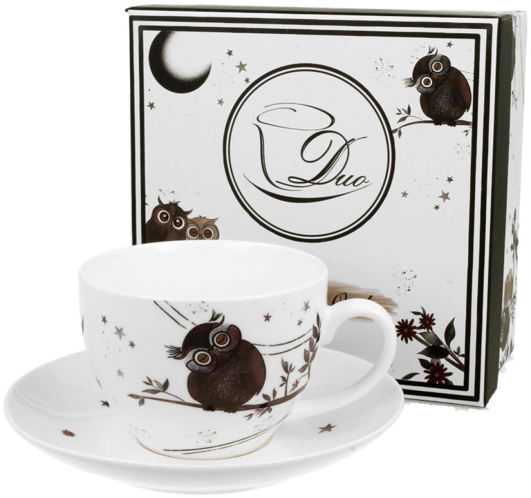 DUO ANIMALS Tasse 250 ml CHARMING OWLS mit Untertasse, New Bone China Porzellan Bild 1