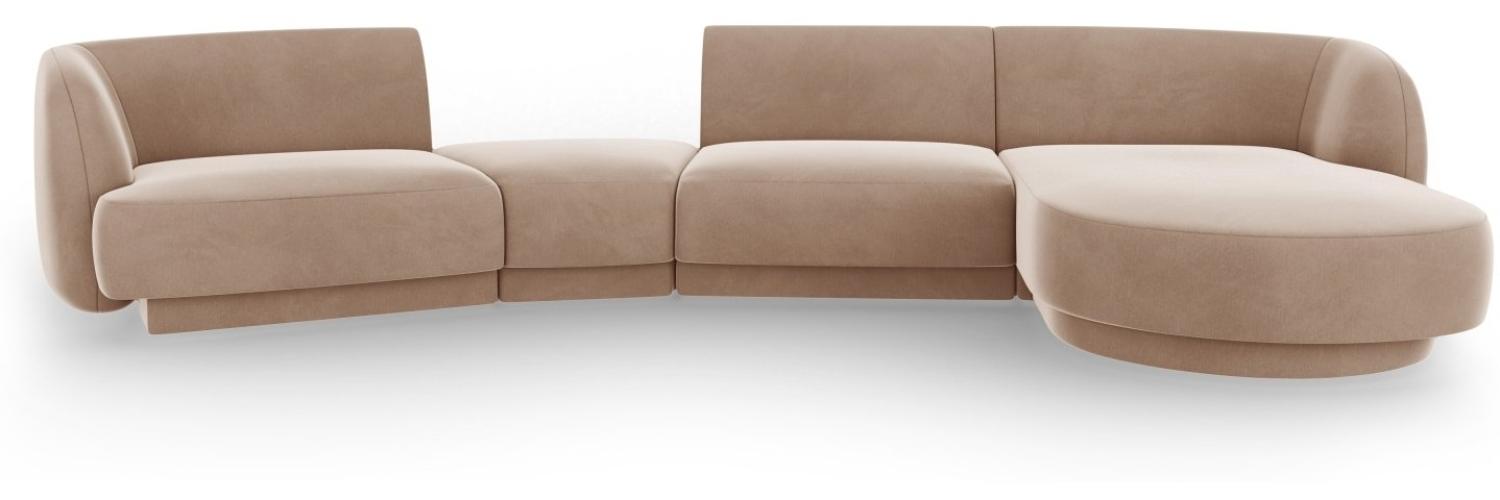 Micadoni Modulares Sofa Miley mit Recamiere 4-Sitzer Rechts Samtstoff Cappuccino Bild 1