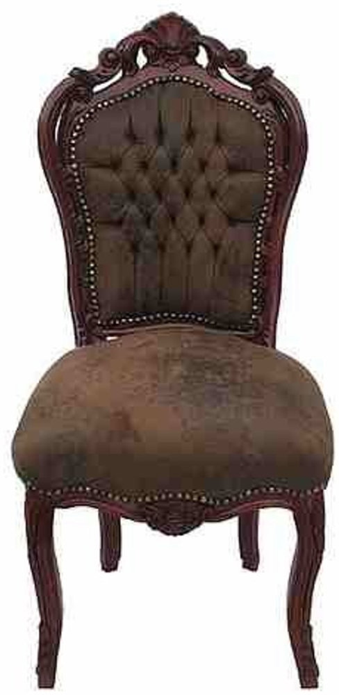 Casa Padrino Barock Esszimmer Stuhl Braun / Braun Lederoptik Bild 1