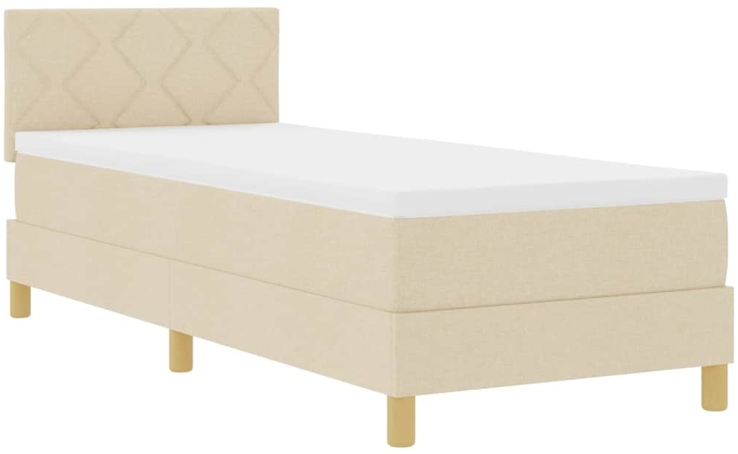 vidaXL Boxspringbett mit Matratze mit Kopfteil Creme 80 x 200 cm Stoff 3342476 Bild 1