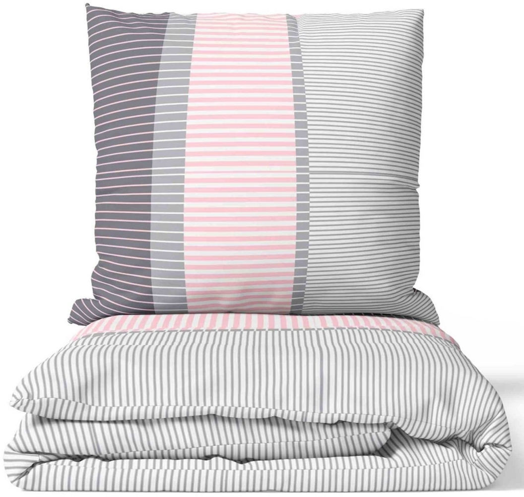 Leonado Vicenti Bettwäsche Allergiker geeignet 135x200, 155x200 oder 155x220, Microfaser, 2 teilig, weich und pflegeleicht, Streifen Bild 1