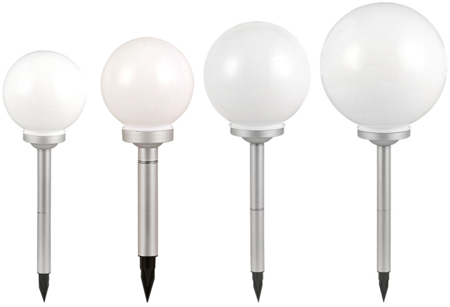 4er Set LED Solar Kugelleuchten in verschiedenen Größen Bild 1