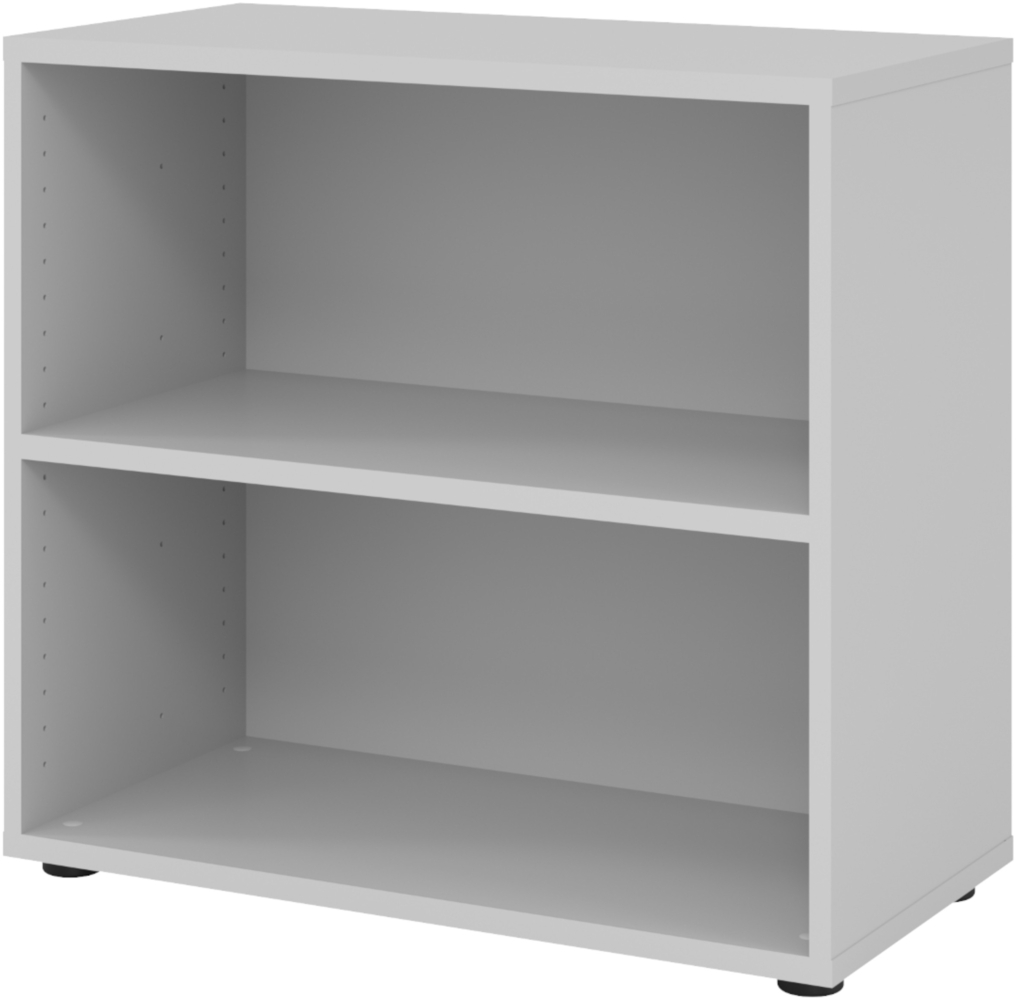 bümö Regal grau, Standregal aus Holz für 2 Ordnerhöhen - Bücherregal klein 80 cm breit, Aktenregal für Ordner & Bücher, kleines Büroregal, Holzregal, Ordnerregal, Buchregal Dachschräge, 928RE-5 Bild 1