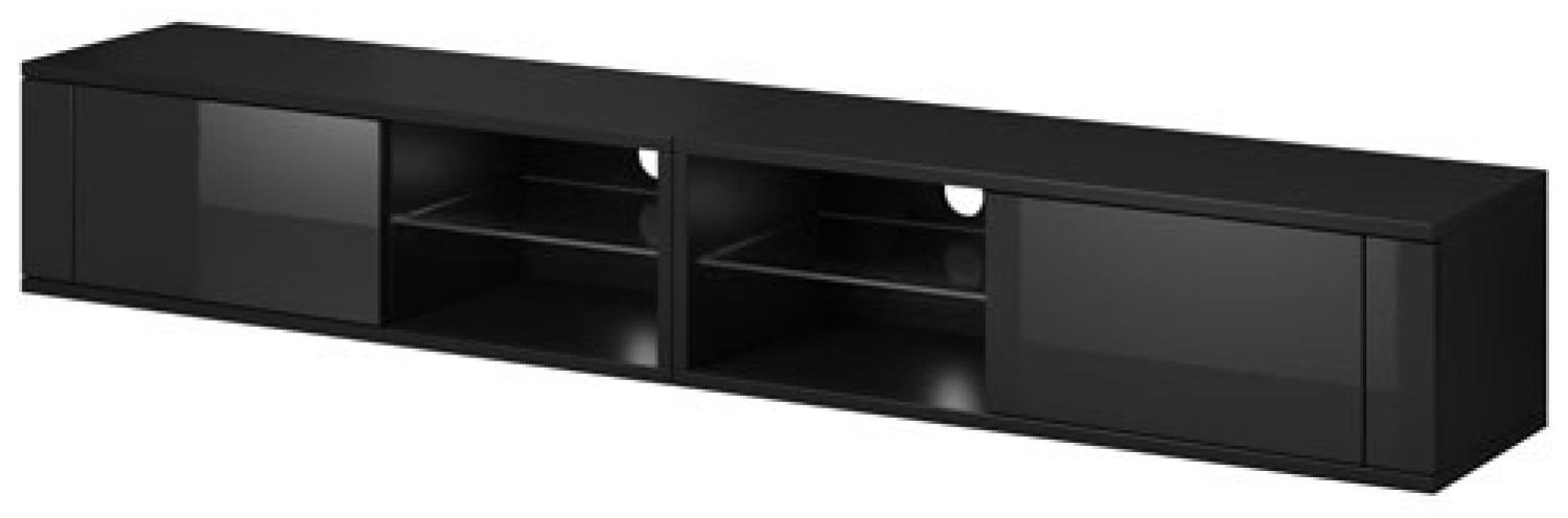 Lowboard "Best" TV-Unterschrank 200 cm schwarz Hochglanz Bild 1