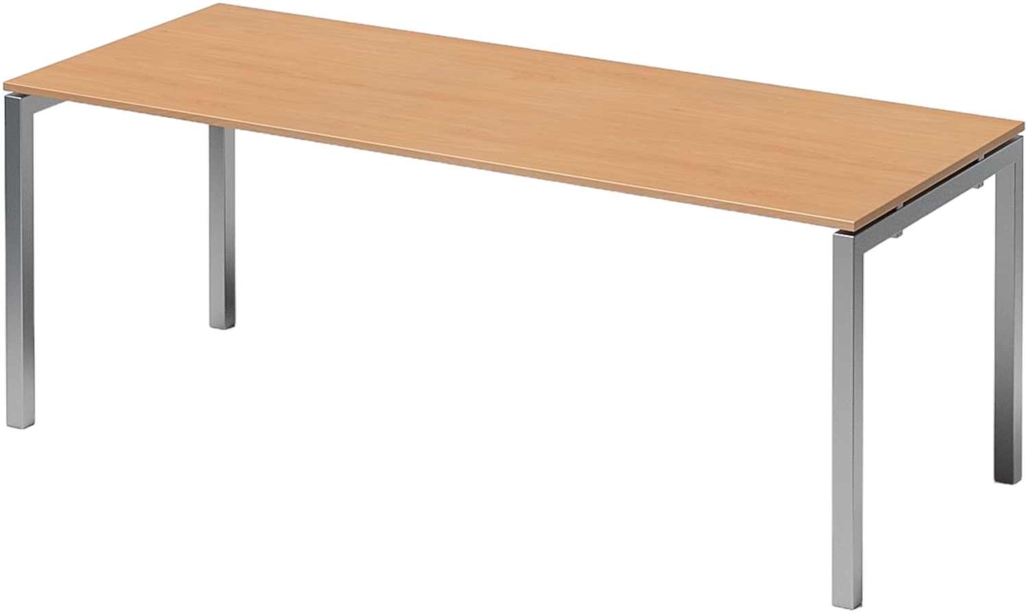 Bisley Cito Schreibtisch 180x80 cm, Tischplatte in Buche, U-Gestell in Silber - Bürotisch & Computertisch, PC Tisch für's Büro, Arbeitshöhe: 74 cm, DUF1808-BC-355 Bild 1