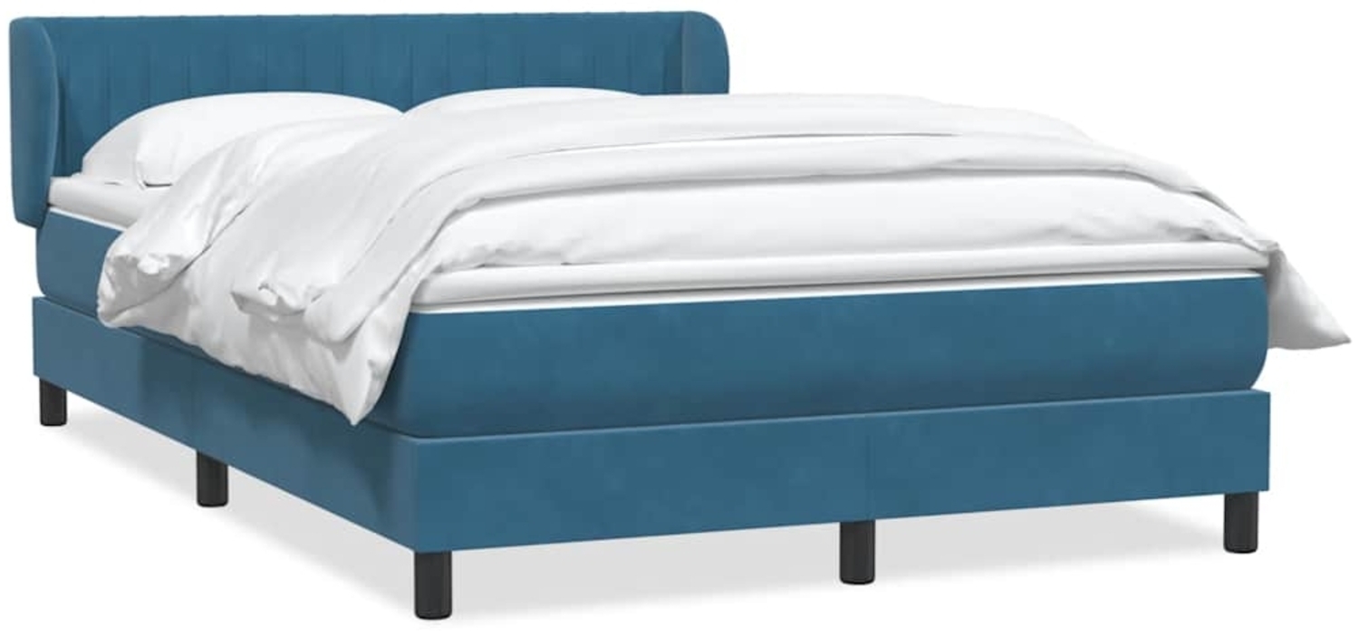 vidaXL Boxspringbett mit Matratze Dunkelblau 140x220 cm Samt 3317737 Bild 1