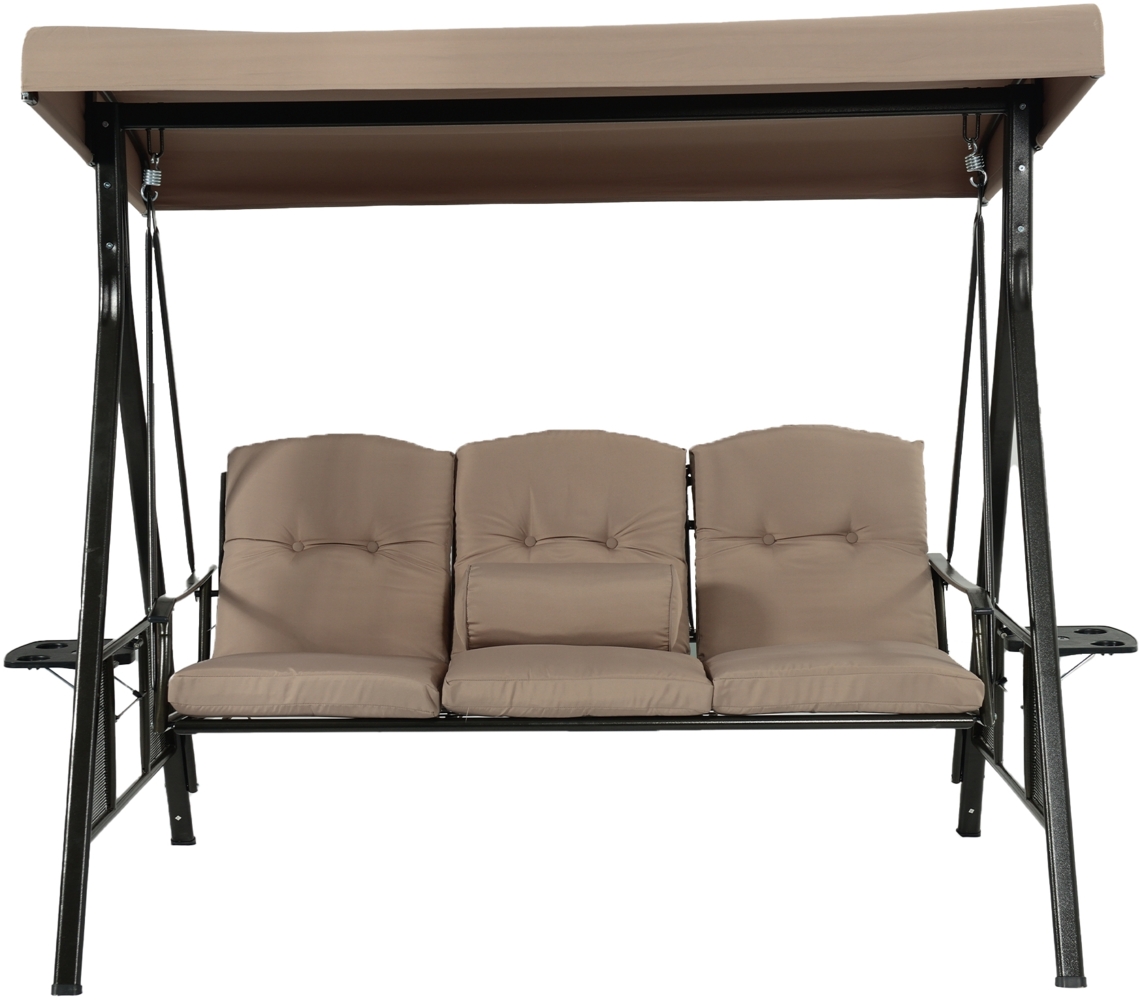 HOME DELUXE Hollywoodschaukel 3-Sitzer DESCANSO - 115 x 198 cm Beige mit Abdeckung Bild 1