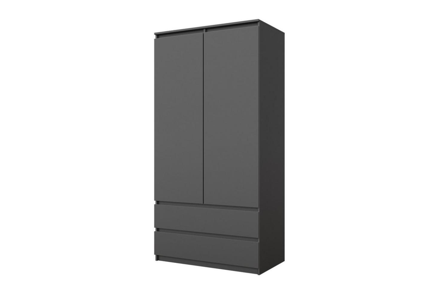 Furnica Kleiderschrank Joelle Anthrazit Grau, 2 Türen und 2 Schubladen H180cm B90cm T50cm Bild 1