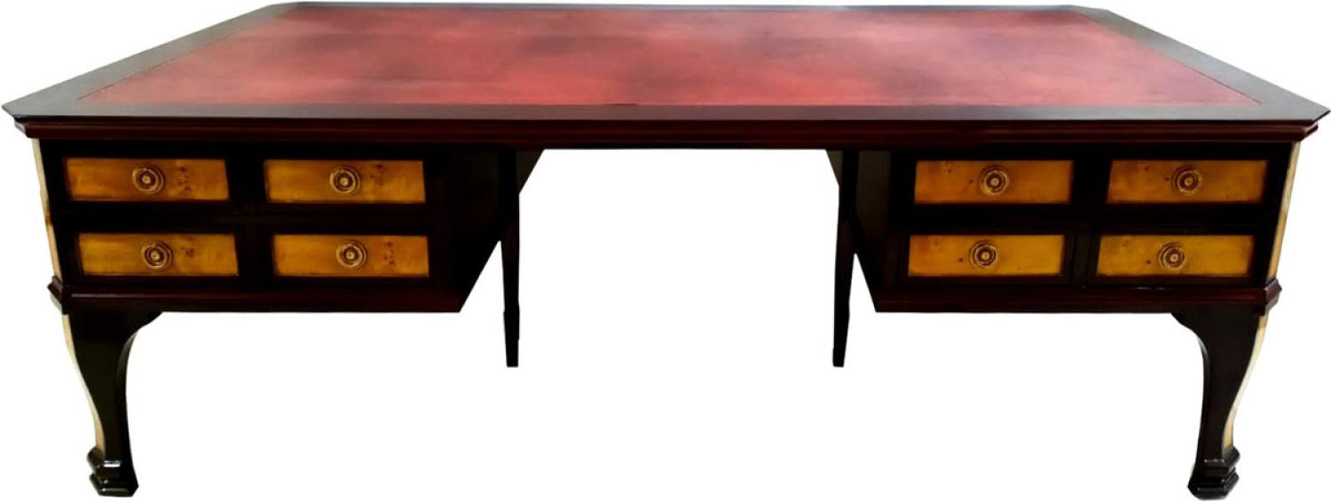 Feudaler Art Deco Schreibtisch 250 x 125 x H 80 cm - Handgefertigter Sekretär - Massiv und Schwer - Museum 40er Jahre Bild 1