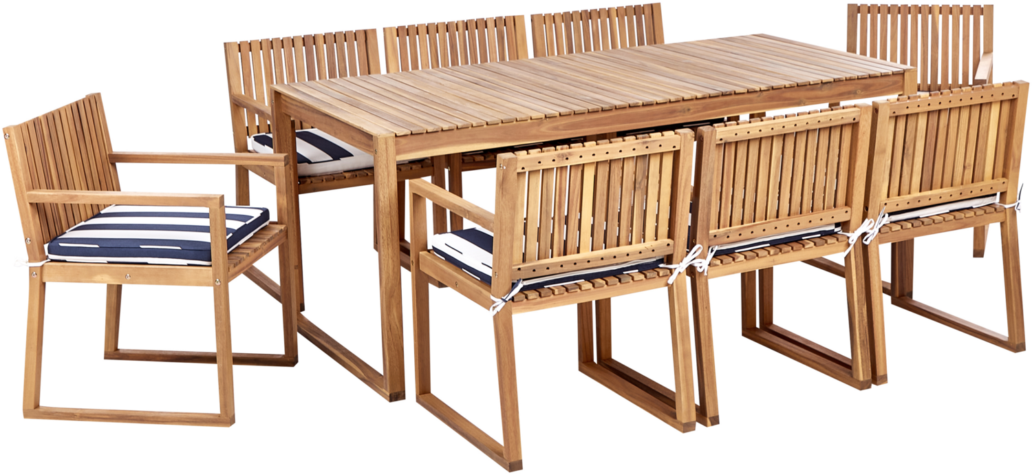 Essgruppe für 8 Personen SASSARI II Zertifiziertes Akazienholz 180x90x75 cm Marineblau Bild 1