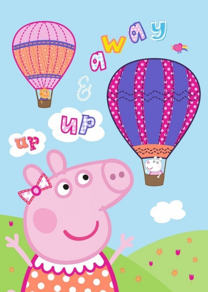 Kinderdecke Peppa Wutz Ballon Fleecedecke Warm Kuscheldecke Heißluftballon 140x100, Peppa Pig Bild 1