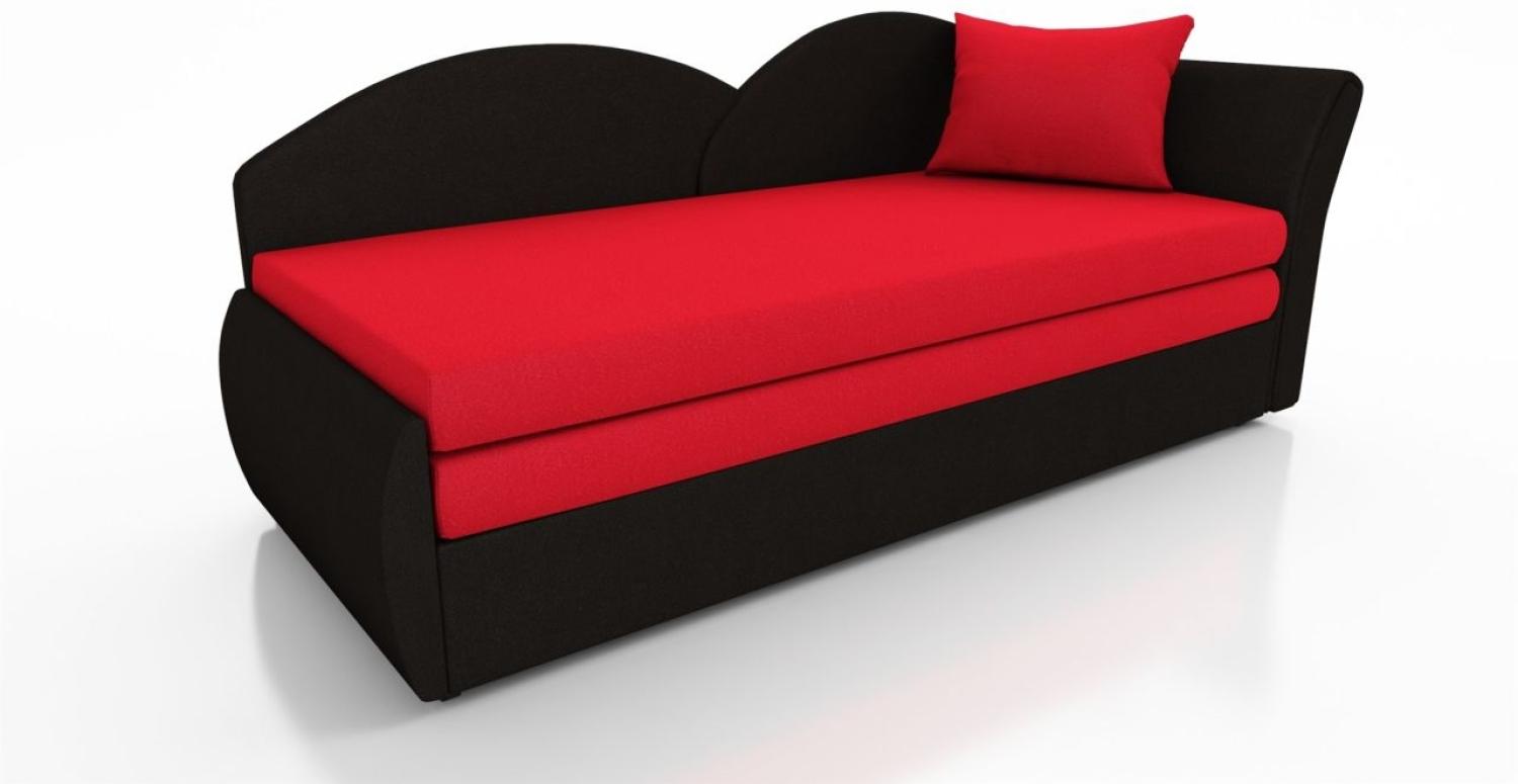 Sofa Schlafsofa inklusive Bettkasten ALINA / L- Stoff Alova Schwarz / Rot Bild 1