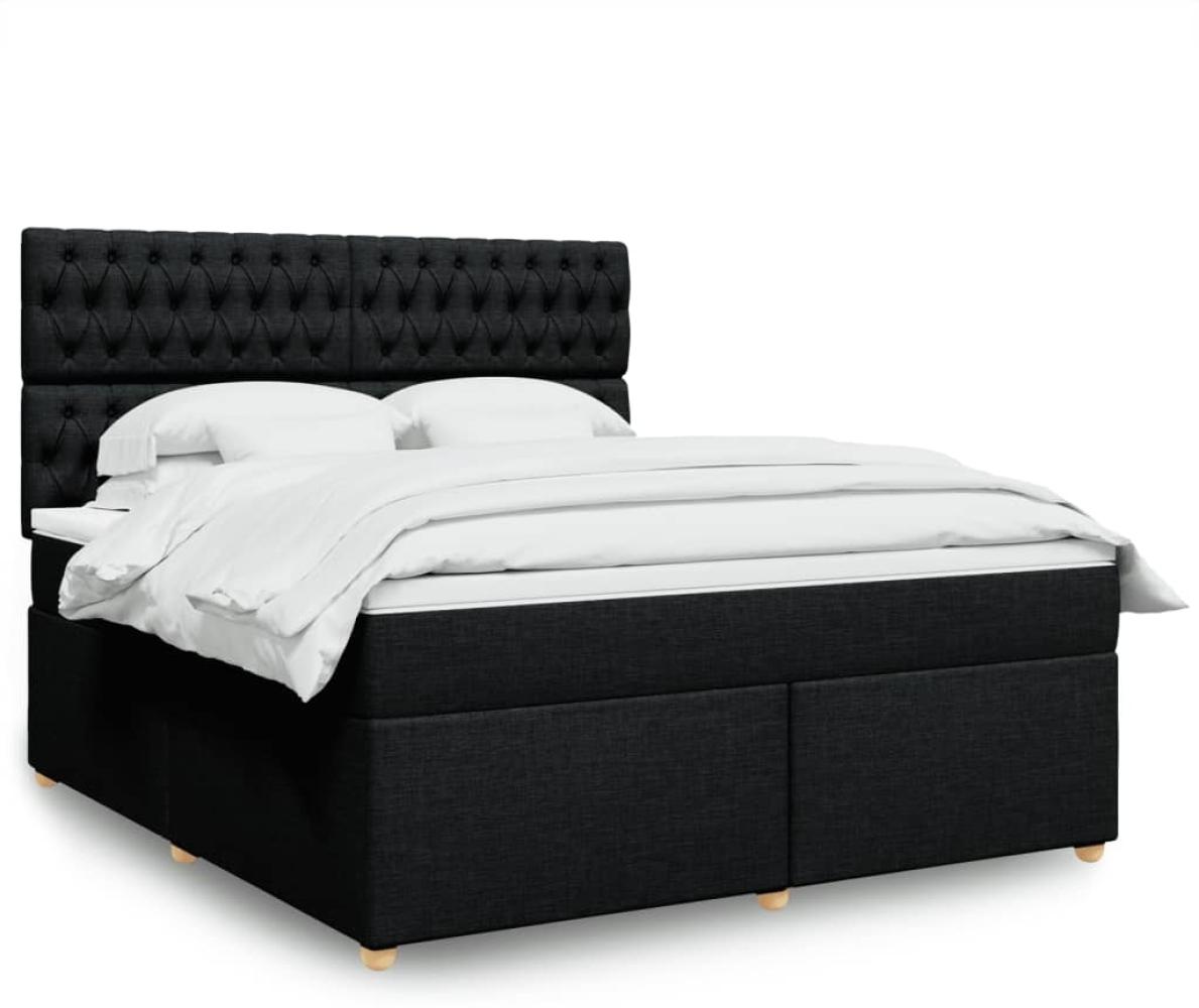 vidaXL Boxspringbett mit Matratze Schwarz 180x200 cm Stoff 3293668 Bild 1