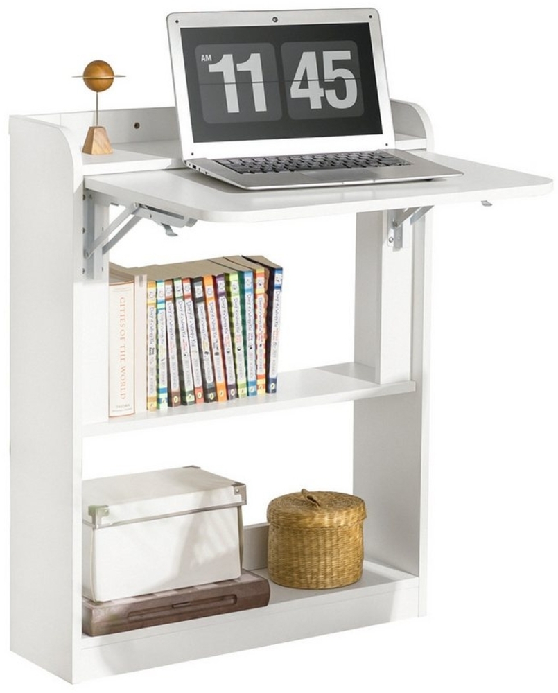 SoBuy Regal-Schreibtisch DE-FWT92, Klappbarer Schreibtisch, Bürotisch Wandtisch Laptoptisch, mit Regalböden, Computertisch Klapptisch Arbeitstisch für Homeoffice Bild 1