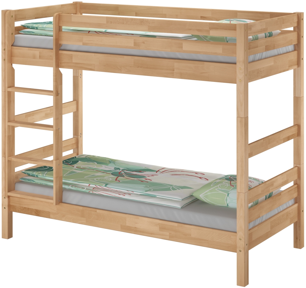 Breites Etagenbett Massivholz Buche 100x200 Stockbett mit wählbarem Zubehör V-60.17-10ohne Zubehör Bild 1