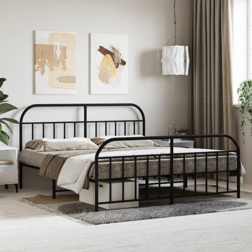 vidaXL Metallbett ohne Matratze mit Fußteil Schwarz 160x200 cm 353656 Bild 1