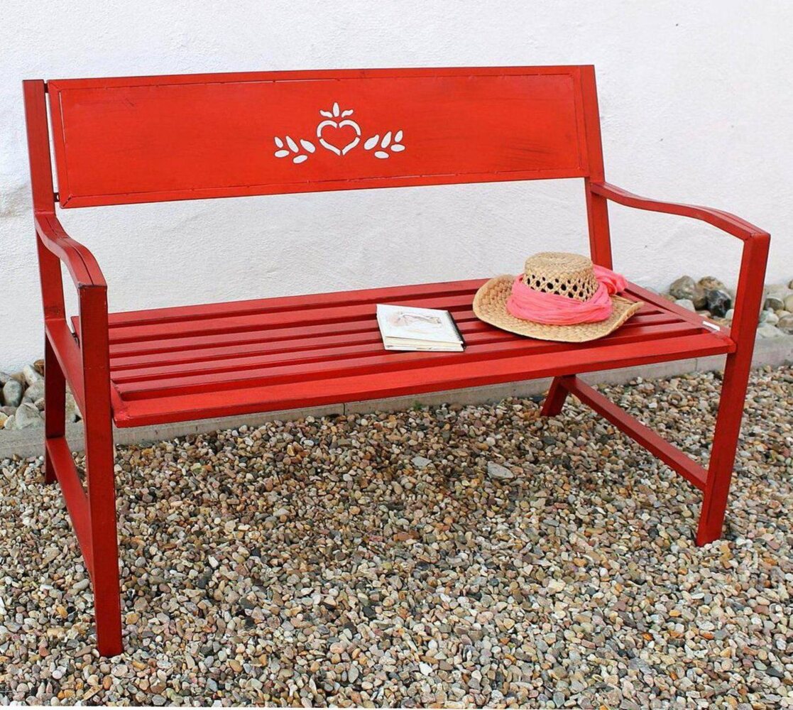 DanDiBo Gartenbank Metall Rot Wetterfest 2Sitzer 120 cm Sitzbank Passion 121496 Eisen Blumenbank Garten Bild 1