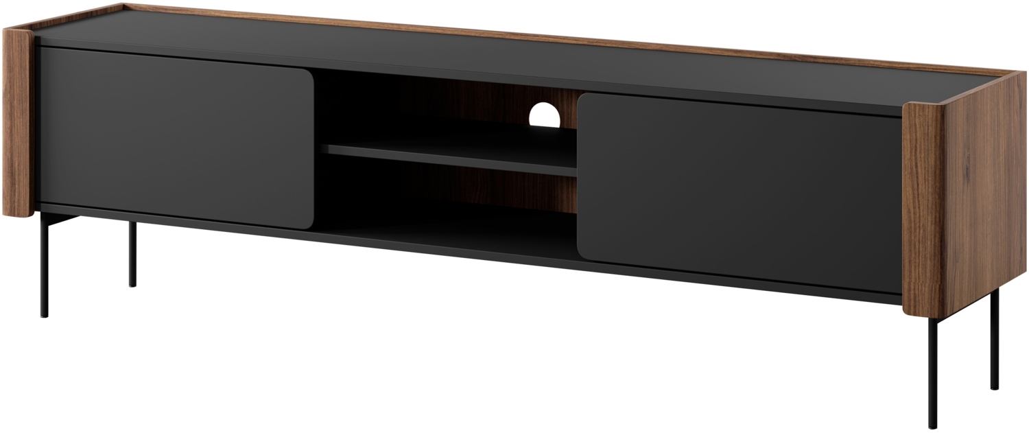 TV-Lowboard Wiseri 180 (Farbe: Nuss Warmia / Schwarz) Bild 1