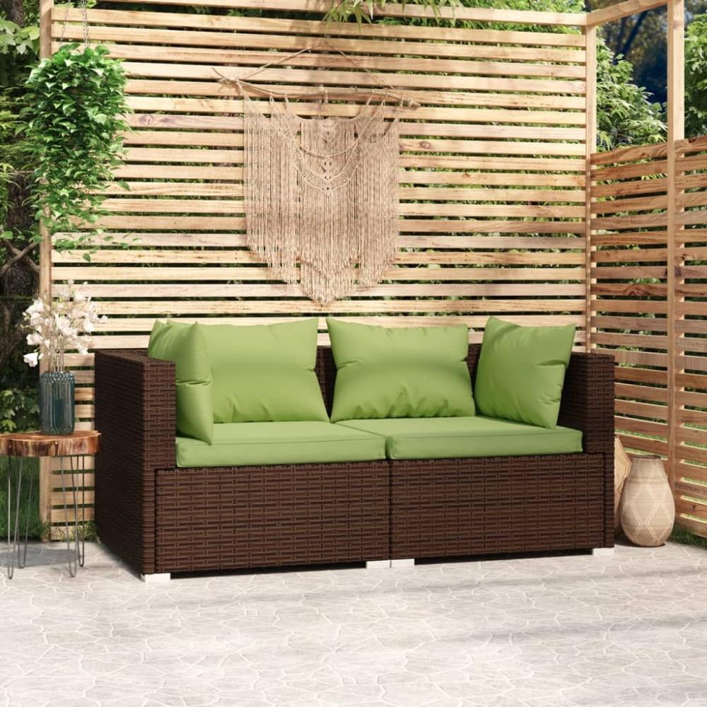 vidaXL 2-Sitzer-Sofa mit Kissen Braun Poly Rattan 317553 Bild 1