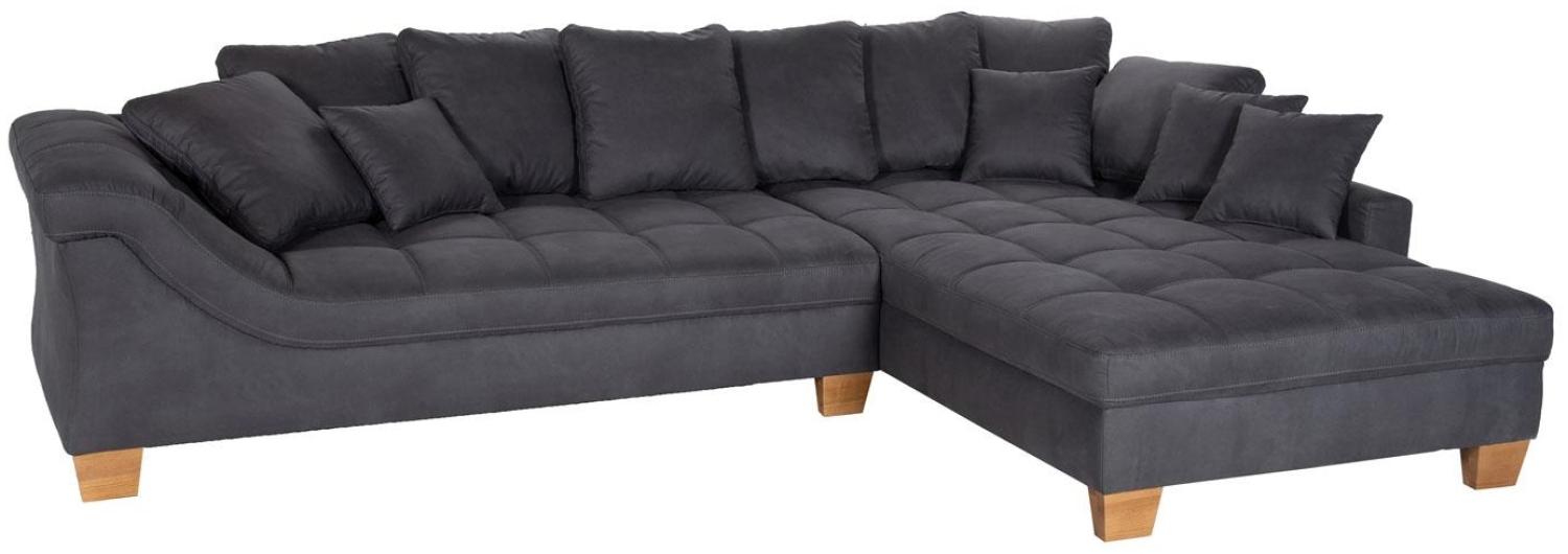 Ecksofa BOLOGNA Stoff basalt grau Recamiere rechts mit Kissen Bild 1