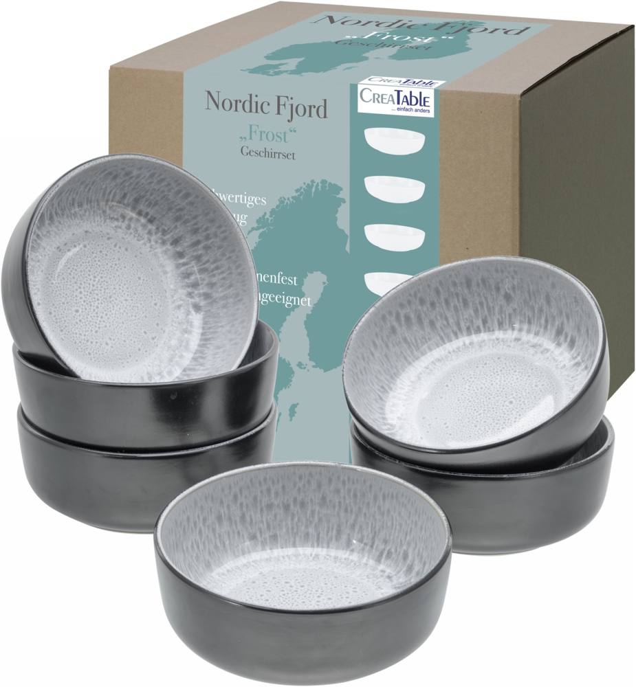 CreaTable Müslischale Nordic Fjord, Steinzeug, (Set, 6-tlg), Salatschale, Snackschale, Ø 15,5 cm, 960 ml Bild 1