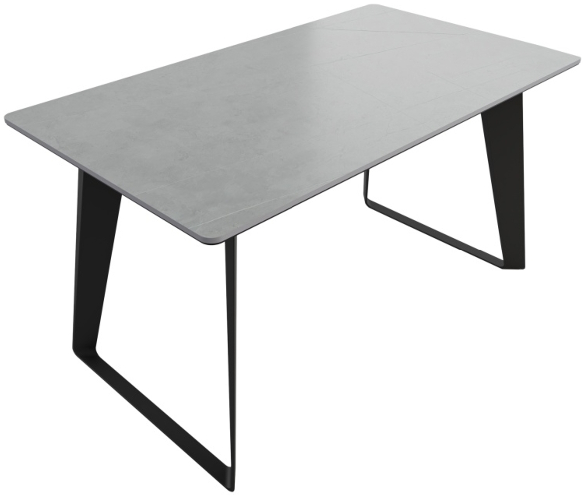 Esstisch 140x80cm graue Keramikplatte schwarze U-Form Beine : Grau Bild 1