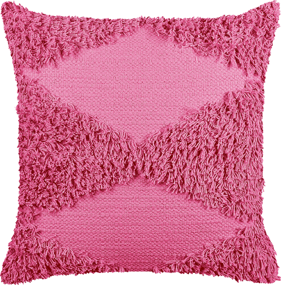 Dekokissen RHOEO Baumwolle 45 x 45 cm Geometrisches Muster Getuftet Rosa Bild 1