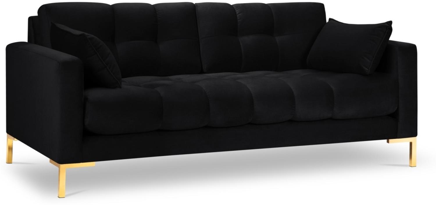 Micadoni 3-Sitzer Samtstoff Sofa Mamaia | Bezug Black | Beinfarbe Gold Metal Bild 1